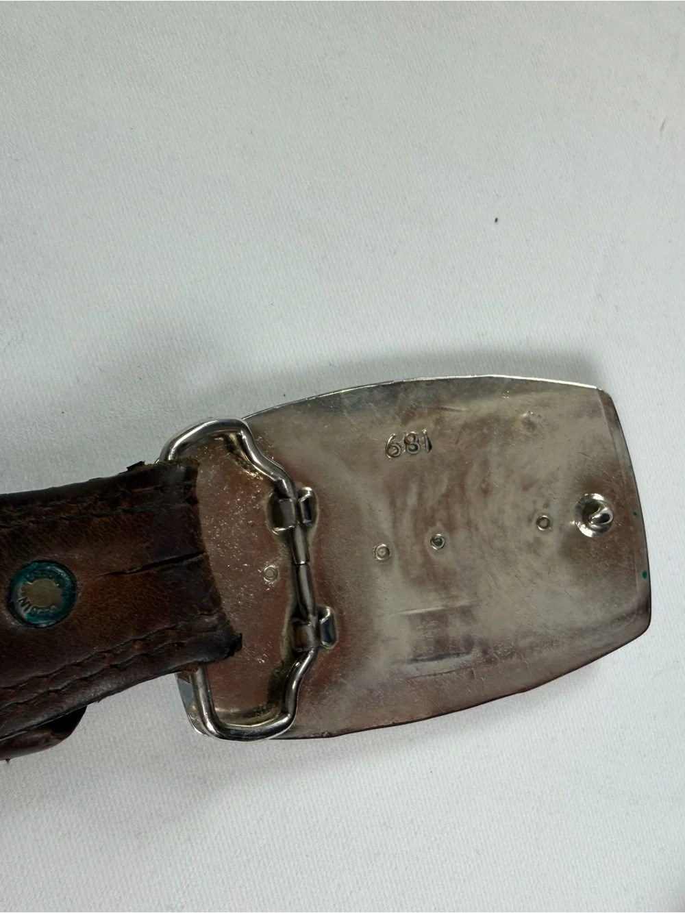 Vintage Harley-Davidson Brown Leather Belt & Detachable Stamped Leather Buckle